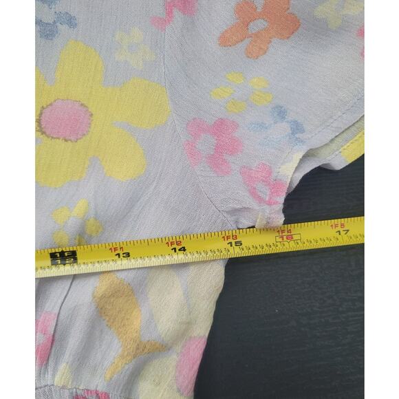 NWT UNIF Dew Flower Print Babydoll Mini Dress Sz XS Blue Mod Retro 70s Cottage - Picture 7 of 9